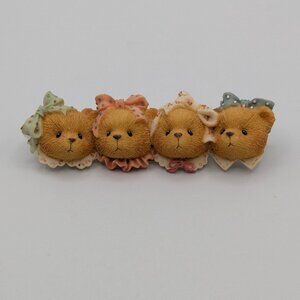 Cherished Teddies Vintage Brooch 1996 Teddy Bears 3.25"x1.125"
